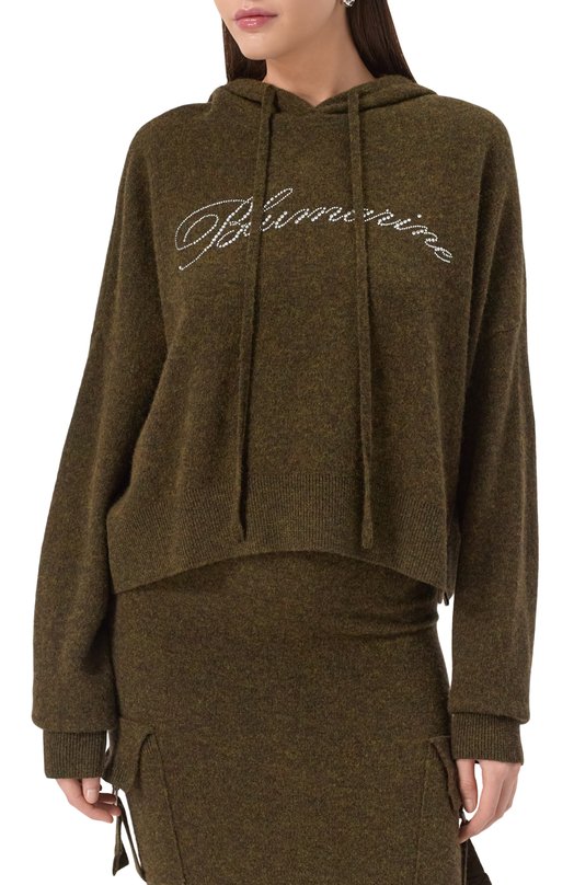 Шерстяное худи Blumarine 2M600A Хаки  2M600A Фото 3