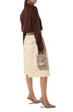 Женская сумка sunshine mini FENDI коричневого цвета, арт. 8BS051 ABVL | Фото 7 (Драгоценные камни: Проставлено; Ремень/цепочка: На ремешке; Материал сплава: Проставлено; Материал: Натуральная кожа; Размер: mini)