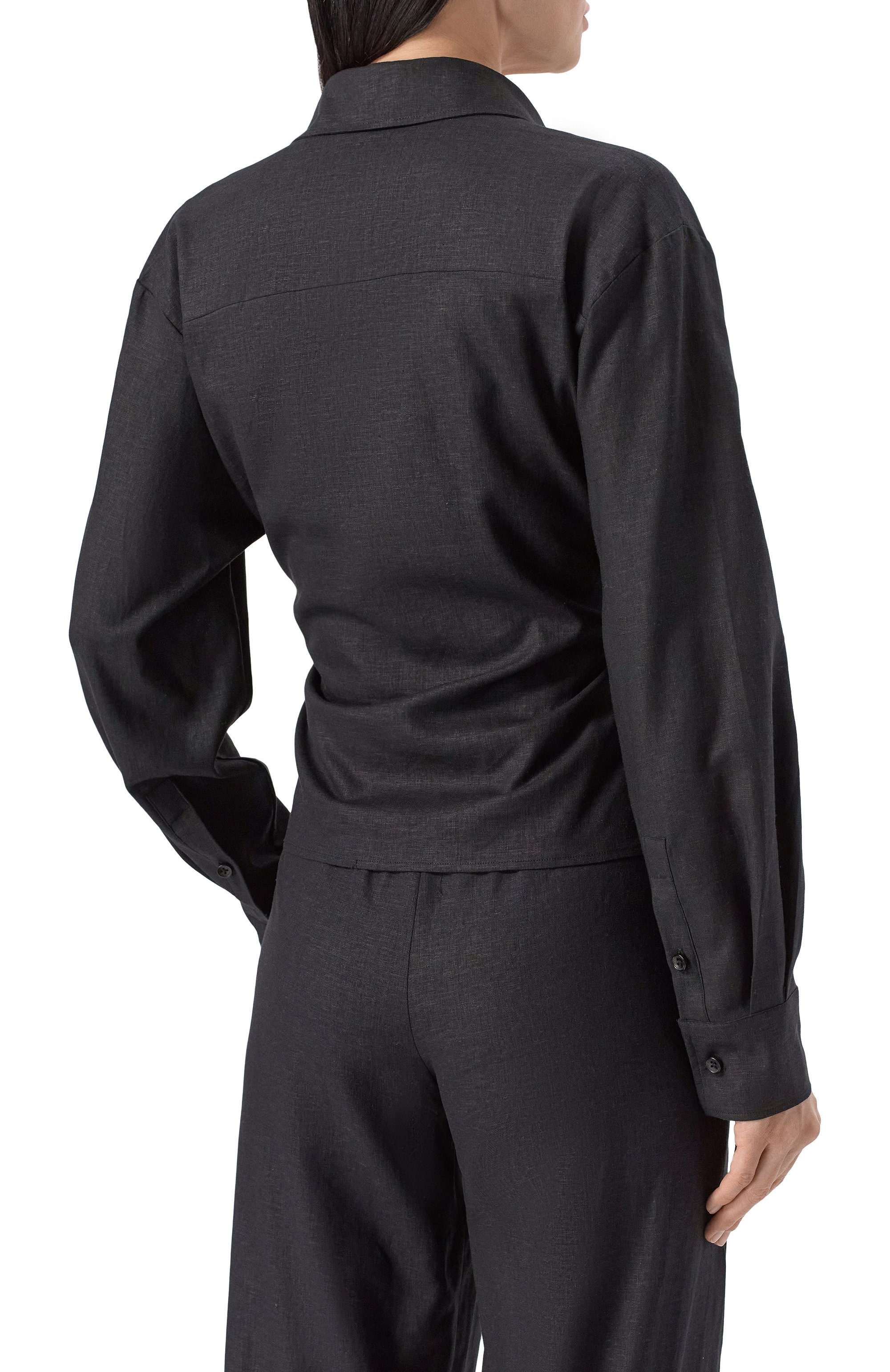 Блузка изо льна и вискозы HINNOMINATE черного цвета по цене 13250 руб., арт. HMABW01847, фото 4 Блузка изо льна и вискозы HINNOMINATE, арт. HMABW01847, фото 4