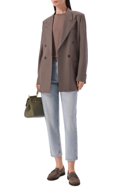 Джинсы baggy tapered BRUNELLO CUCINELLI голубого цвета по цене 133000 руб., арт. MA095P5319, фото 2 Джинсы baggy tapered BRUNELLO CUCINELLI, арт. MA095P5319, фото 2