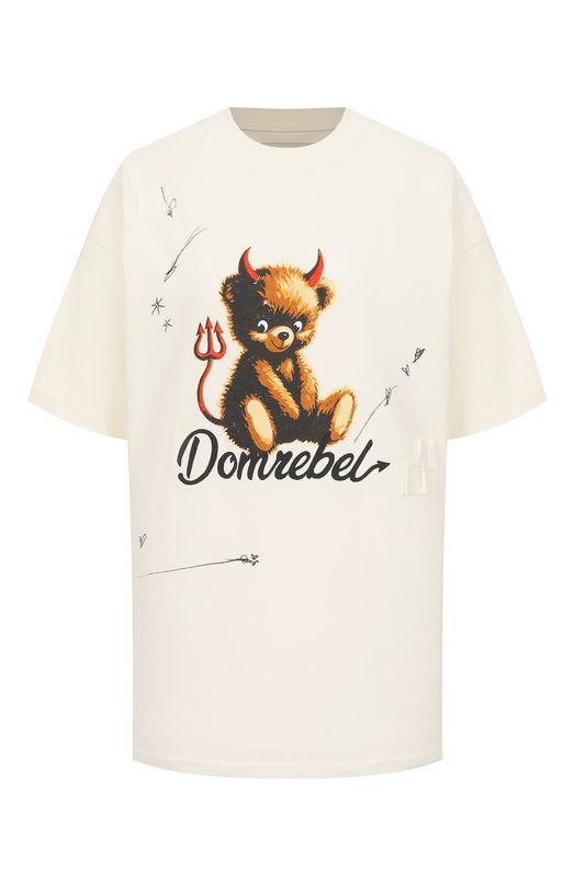Хлопковая футболка DOMREBEL DIABL0 BEAR T-SHIRT Кремовый DIABL0 BEAR T-SHIRT