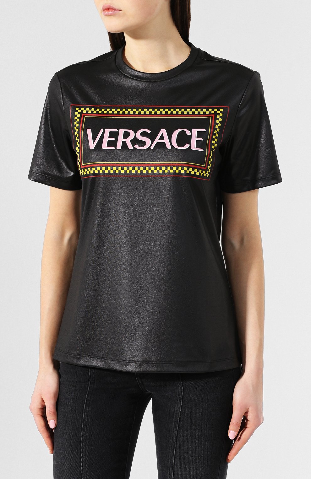 Футболка с логотипом бренда VERSACE черного цвета по цене 53800 руб., арт. A82664/A227601, фото 3 Футболка с логотипом бренда VERSACE, арт. A82664/A227601, фото 3