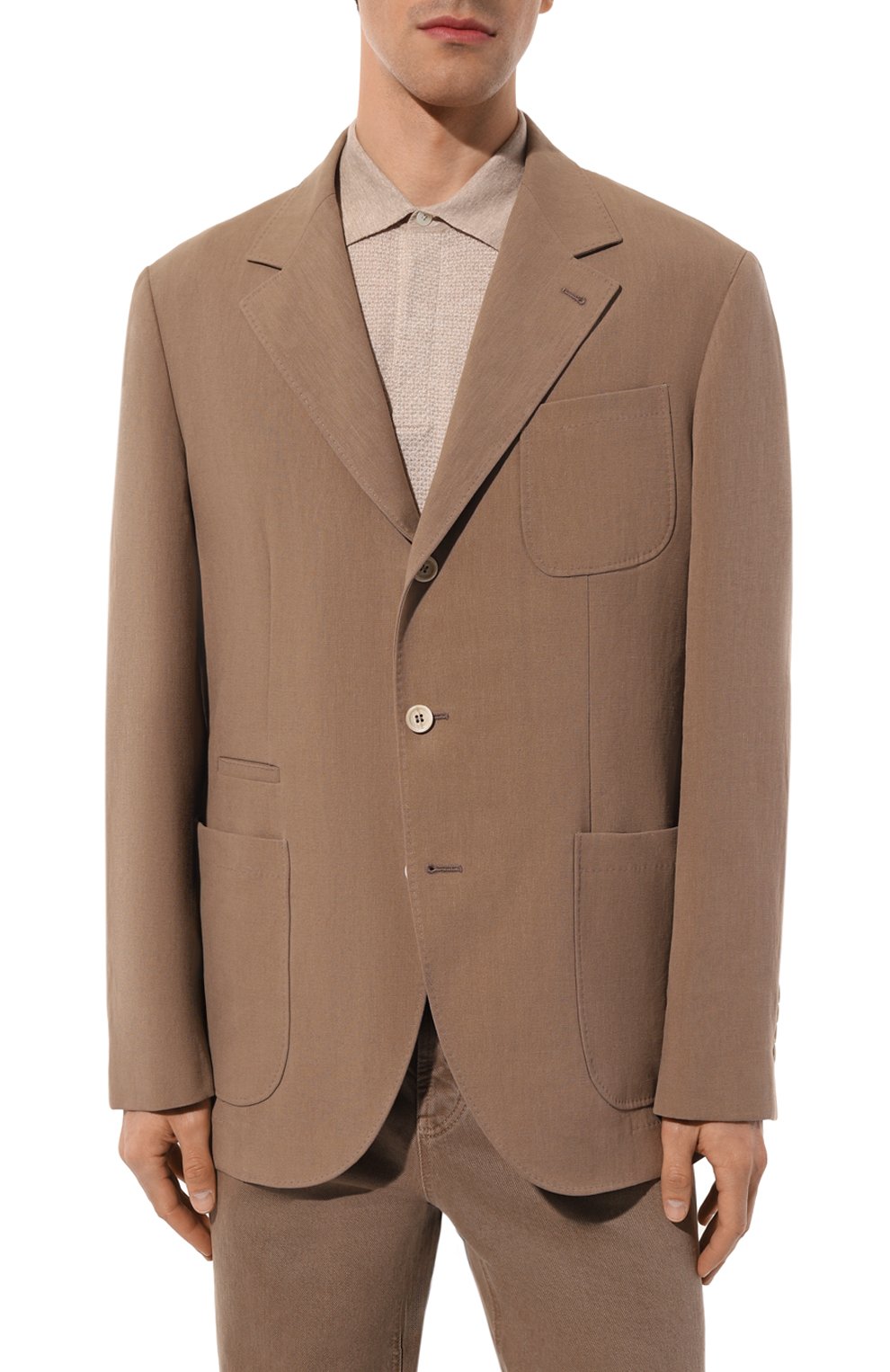 Льняной пиджак BRUNELLO CUCINELLI темно-бежевого цвета по цене 451500 руб., арт. MW4317BND, фото 5 Льняной пиджак BRUNELLO CUCINELLI, арт. MW4317BND, фото 5