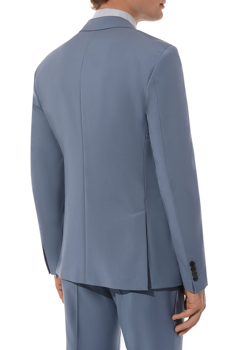 Мужской шерстяной костюм PRADA голубого цвета, арт. UAD407-D39-F0154-142 | Фото 5 (Рукава: Длинные; Материал внешний: Шерсть; Стили: Классический; Костюмы М: Однобортный)