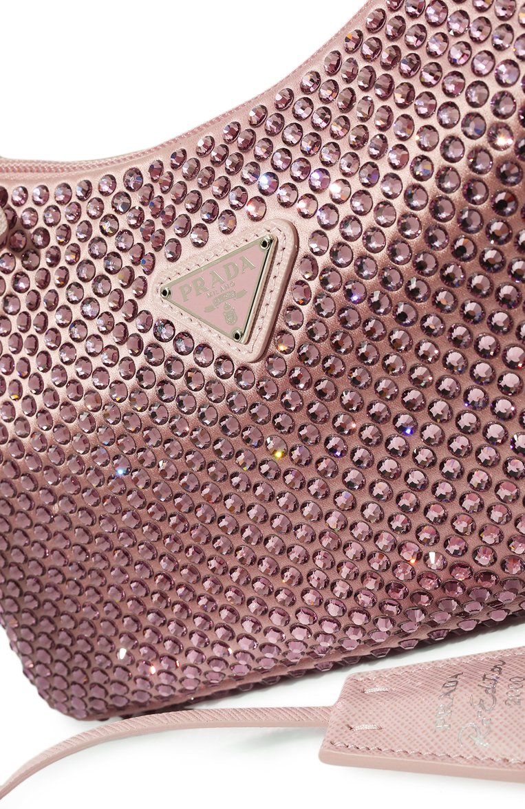 Женская сумка prada re-edition 2000 PRADA розового цвета, арт. 1NE515-2AWL-F0E18 | Фото 2 (Материал: Текстиль; Размер: small; Сумки-технические: Сумки top-handle)