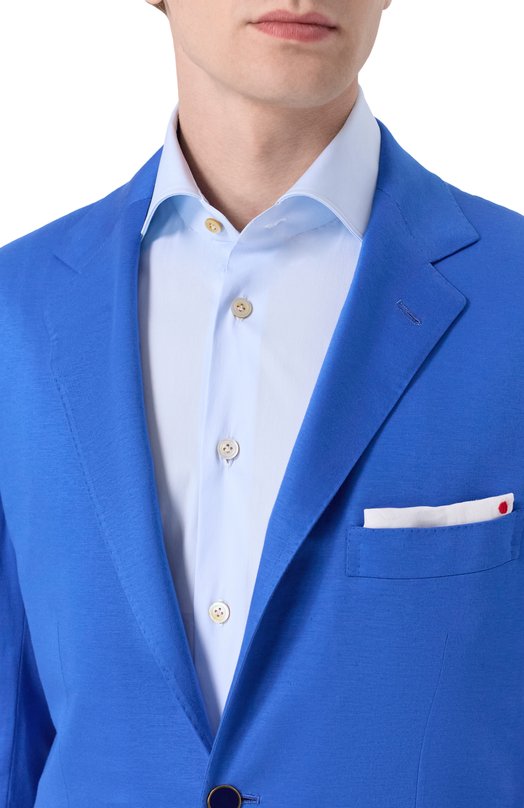 Хлопковый пиджак Kiton UG81H07715 Синий  UG81H07715 Фото 6