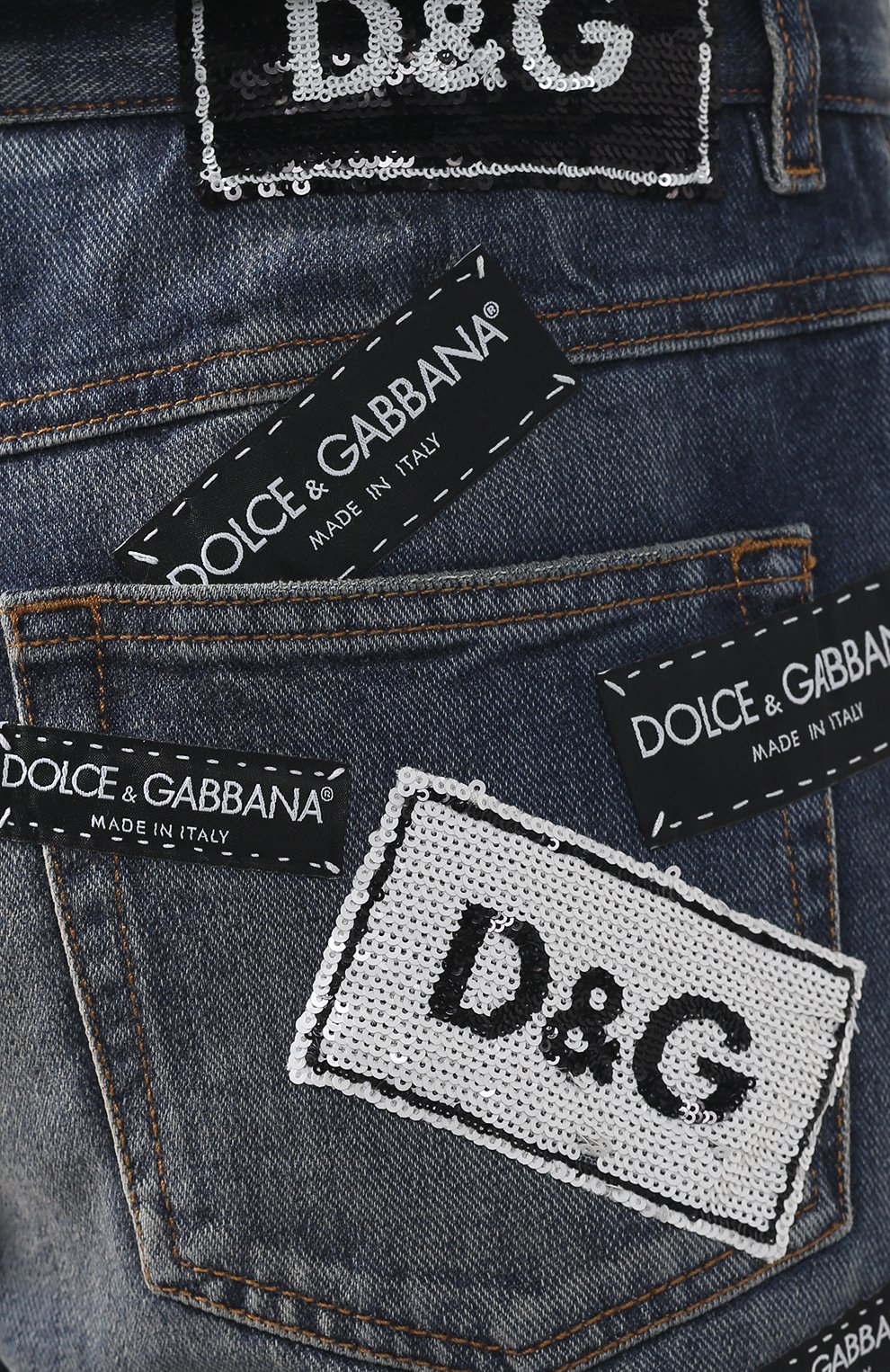 Укороченные джинсы прямого кроя с потертостями DOLCE & GABBANA, арт. FTA0PZ/G8V47, фото 5