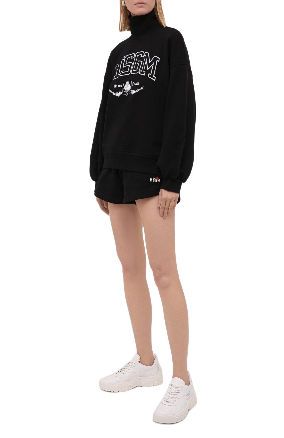 Хлопковые шорты MSGM черного цвета по цене 21350 руб., арт. 3141MDB61 217799, фото 2 Хлопковые шорты MSGM, арт. 3141MDB61 217799, фото 2