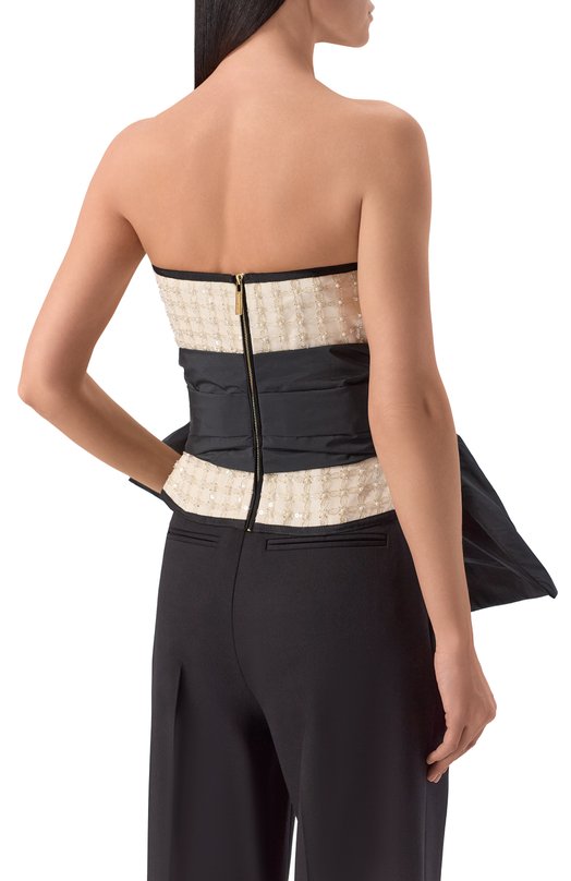 Топ с отделкой пайетками и бисером Elie Saab T0285NR26/TU023 Кремовый  T0285NR26/TU023 Фото 4