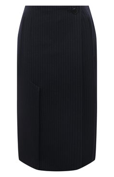 Женская шерстяная юбка PRADA синего цвета, арт. P122T-1ZJ7-F0124-212 | Фото 1 (Материал внешний: Шерсть; Длина Ж (юбки, платья, шорты): Миди; Стили: Классический)