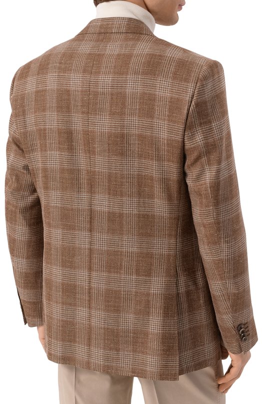 Пиджак из шерсти и шелка Corneliani 256018-2516208 Коричневый  256018-2516208 Фото 6
