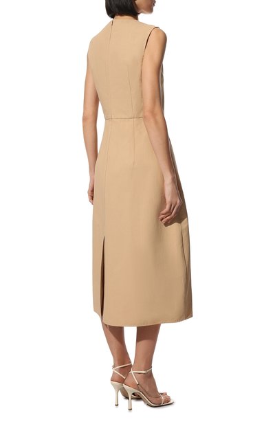 Платье изо льна и хлопка JIL SANDER бежевого цвета по цене 188500 руб., арт. JSPU503326-WU330300, фото 4 Платье изо льна и хлопка JIL SANDER, арт. JSPU503326-WU330300, фото 4
