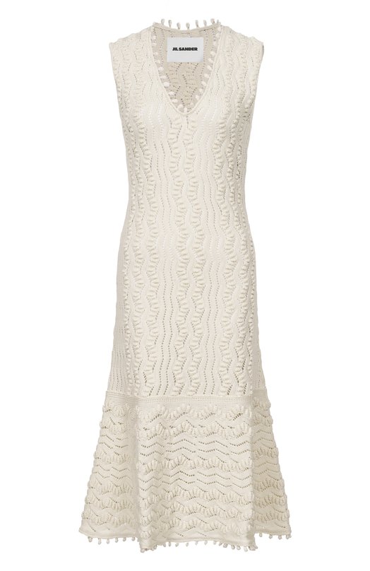 Хлопковое платье Jil Sander J02CT0560/J15476 Кремовый J02CT0560/J15476