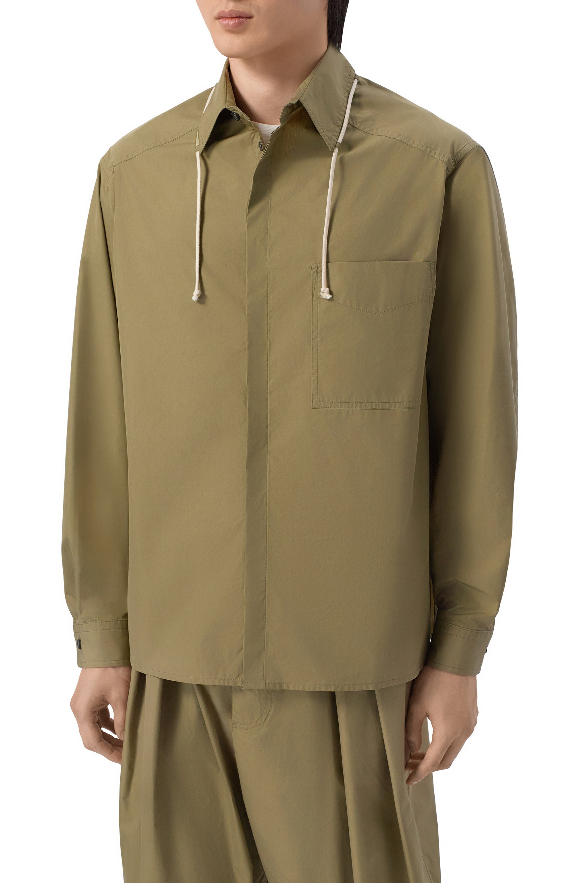 Хлопковая рубашка MORDECAI хаки цвета по цене 41300 руб., арт. 26E96MRU310, фото 3 Хлопковая рубашка MORDECAI, арт. 26E96MRU310, фото 3