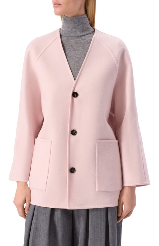 Полупальто из шерсти и кашемира Bottega Veneta 836337/V3000 Розовый  836337/V3000 Фото 3