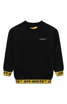 Детский хлопковый свитшот OFF-WHITE черного цвета, арт. 0BBA004F23FLE001 | Фото 1 (Рукава: Длинные; Материал сплава: Проставлено; Материал внешний: Хлопок; Драгоценные камни: Проставлено; Мальчики Кросс-КТ: Свитшот-одежда)