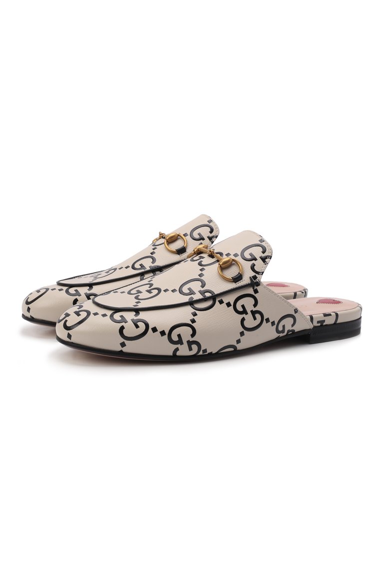 Женские кожаные сабо princetown GUCCI кремового цвета, арт. 557730/UGM30 | Фото 1 (Материал внутренний: Натуральная кожа; Каблук высота: Без каблука; Каблук тип: Устойчивый; Подошва: Плоская; Нос: Не проставлено; Региональные ограничения белый список (Axapta Mercury): Не проставлено; Материал внешний: Натуральная кожа)