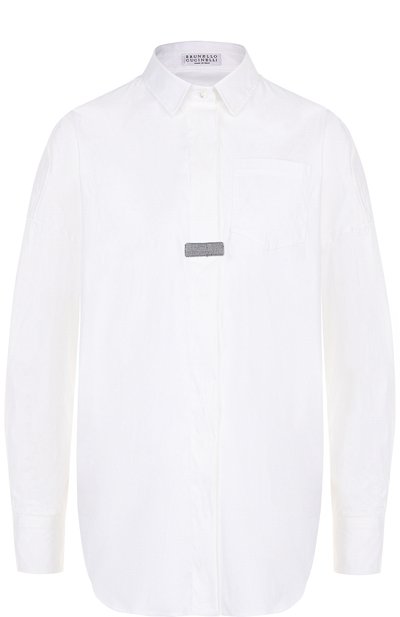 Женская хлопковая блуза с декоративной отделкой BRUNELLO CUCINELLI, арт. M0091N1616