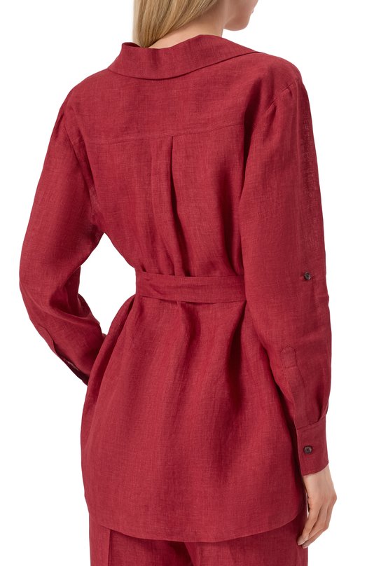 Льняная рубашка Kiton D57418K0903E01 Бордовый  D57418K0903E01 Фото 4