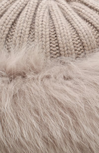Шапка фактурной вязки с меховой отделкой NIMA, арт. C004/V0LPE SHAD0W, фото 3