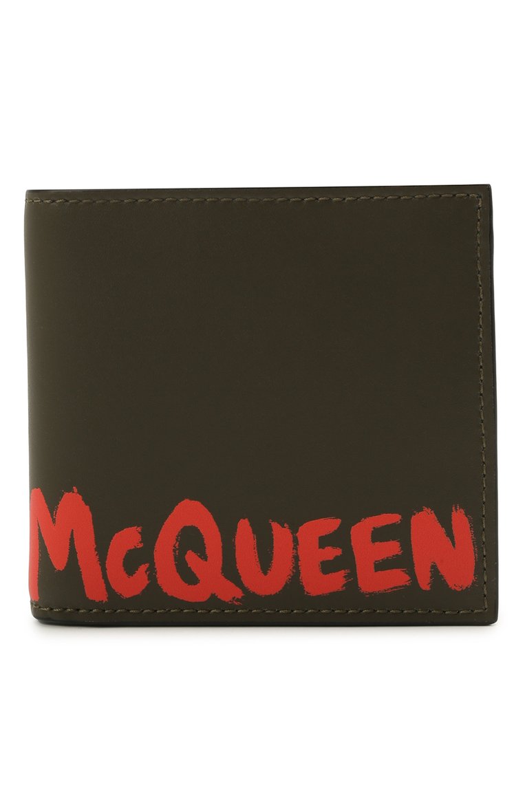 Мужской кожаное портмоне ALEXANDER MCQUEEN хаки цвета, арт. 602137/1AACG | Фото 1 (Материал: Натуральная кожа; Нос: Не проставлено)
