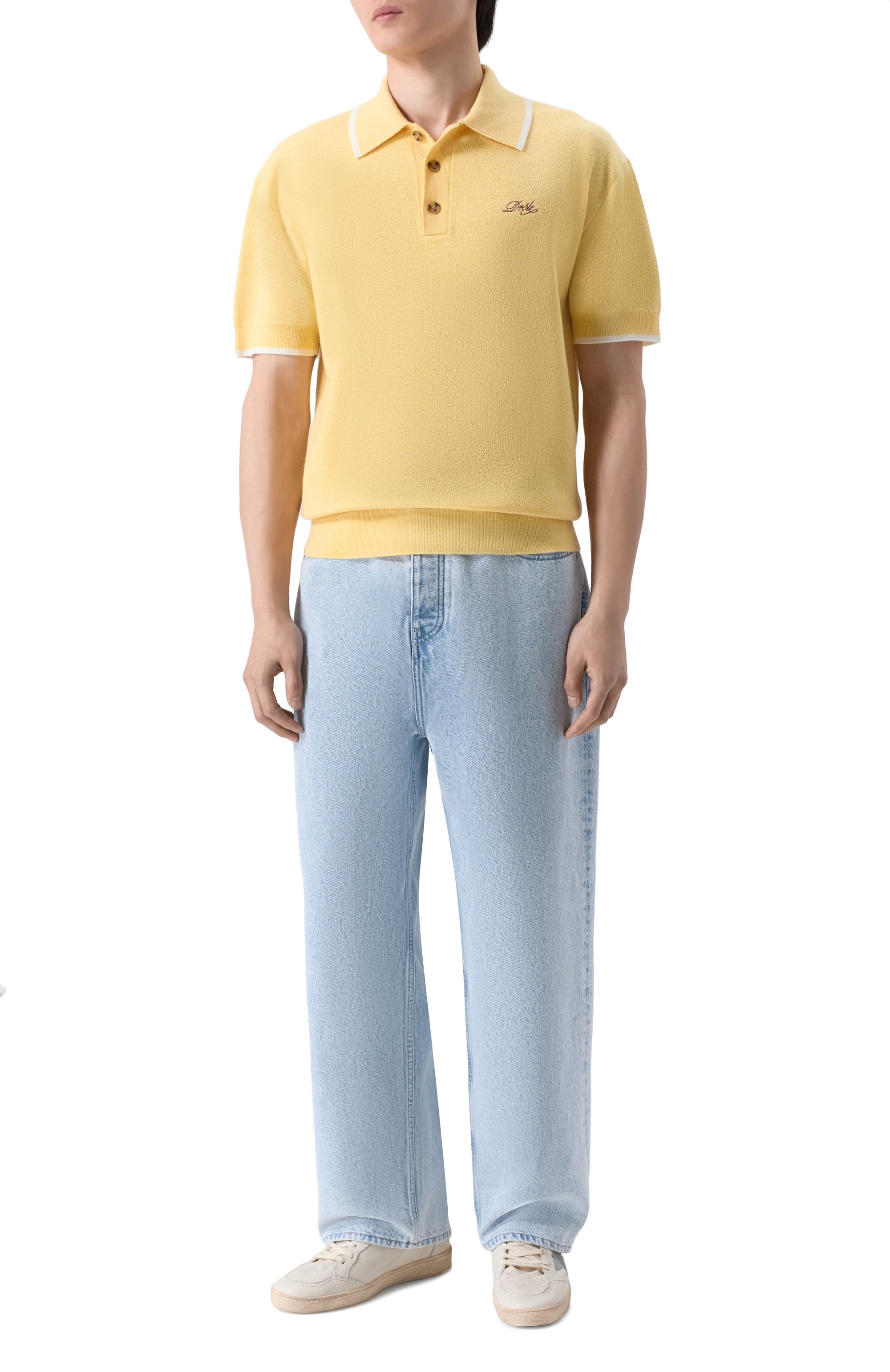 Шерстяное поло DROLE DE MONSIEUR желтого цвета по цене 35700 руб., арт. J-P0194-W0007-LYL, фото 2 Шерстяное поло DROLE DE MONSIEUR, арт. J-P0194-W0007-LYL, фото 2