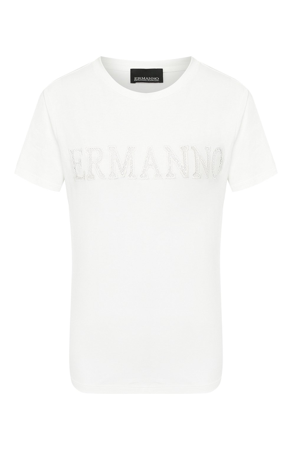 Хлопковая футболка ERMANNO ERMANNO SCERVINO белого цвета по цене 18600 руб., арт. 46T TS21 JC0, фото 1 Хлопковая футболка ERMANNO ERMANNO SCERVINO, арт. 46T TS21 JC0, фото 1