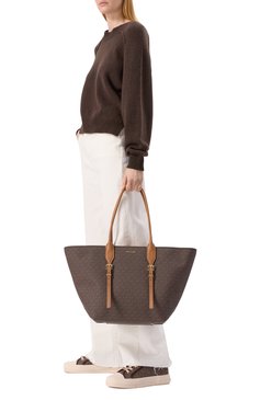 Женская сумка-тоут moore MICHAEL MICHAEL KORS коричневого цвета, арт. 30R5G90T7B | Фото 7 (Материал сплава: Проставлено; Драгоценные камни: Проставлено; Размер: large; Материал: Экокожа, Канва)