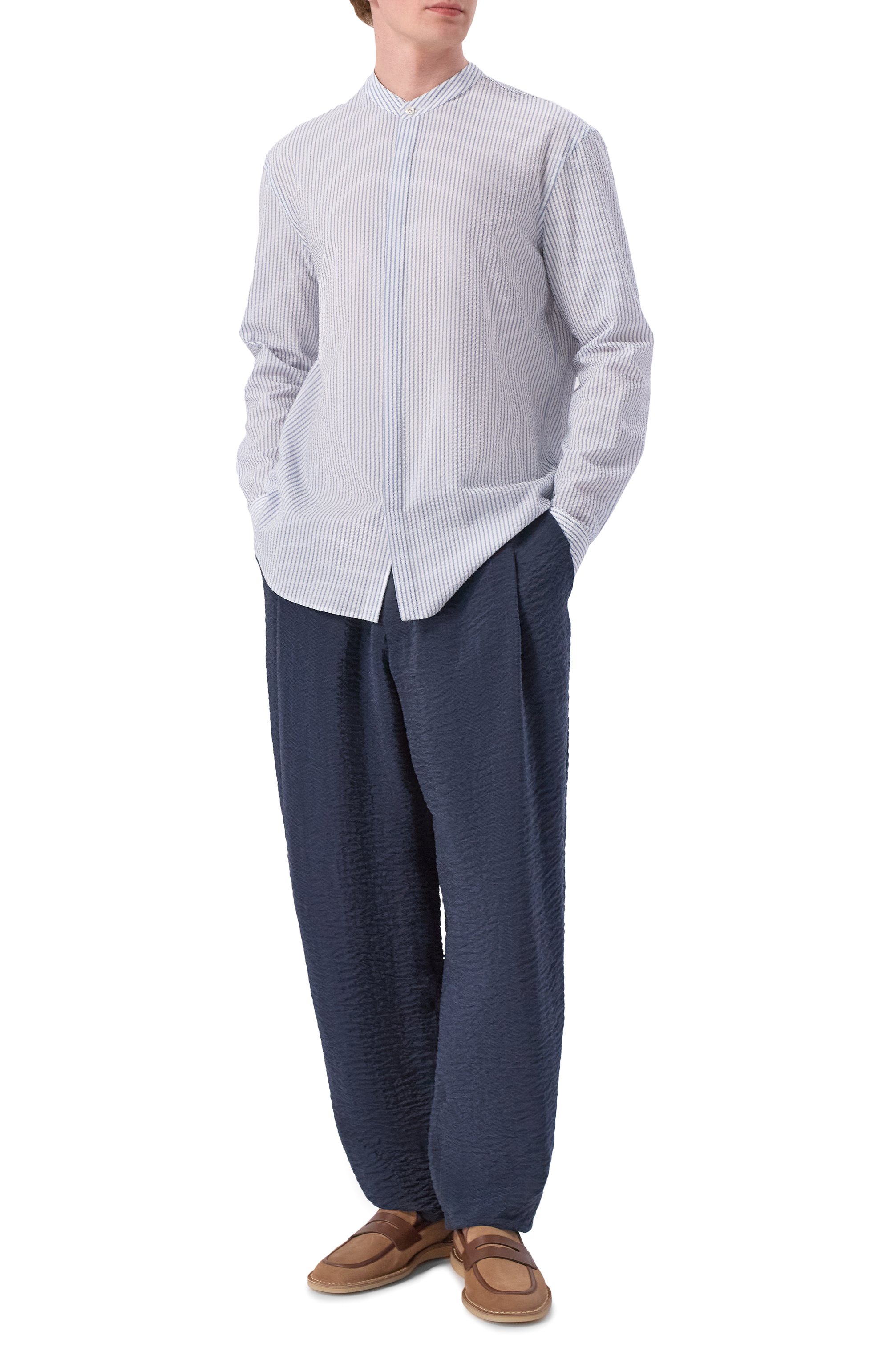 Брюки GIORGIO ARMANI темно-синего цвета по цене 184500 руб., арт. GM001744/TE23168, фото 2 Брюки GIORGIO ARMANI, арт. GM001744/TE23168, фото 2