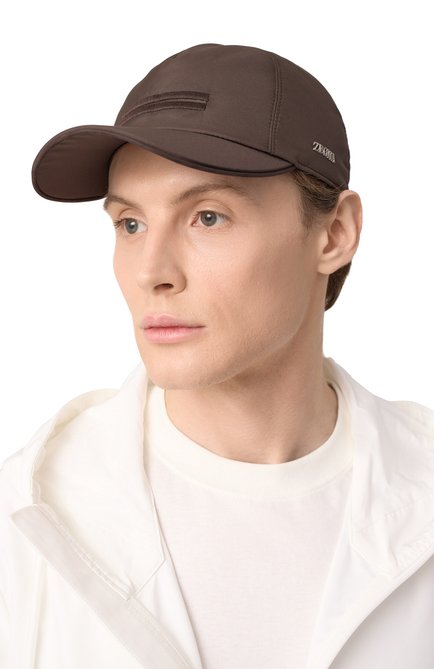 Мужская бейсболка ZEGNA коричневого цвета, арт. B8C/Z8I00HA8 | Фото 2 (Материал: Текстиль, Синтетический материал; Нос: Не проставлено; Материал сплава: Проставлено)