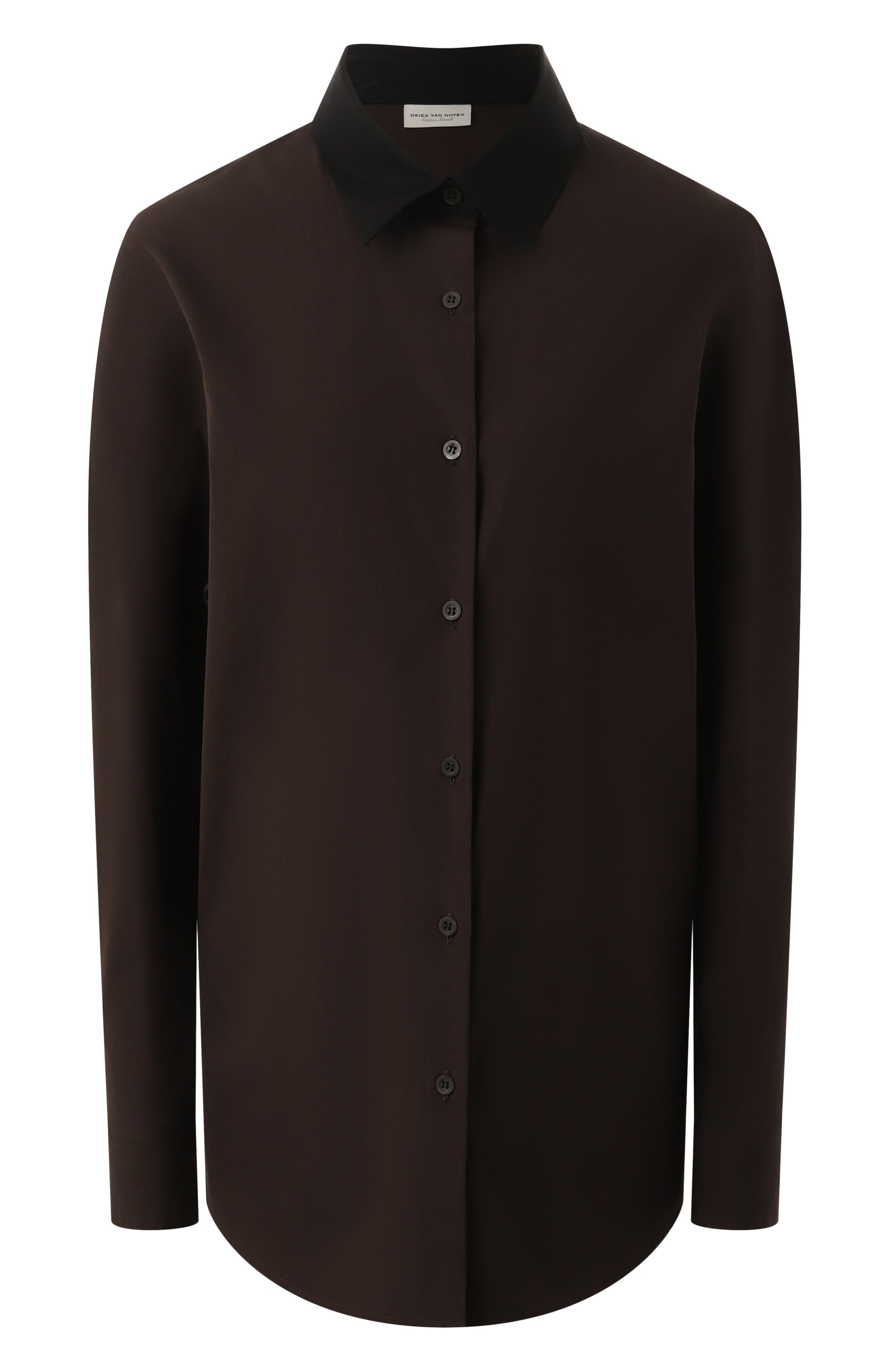 Хлопковая рубашка DRIES VAN NOTEN темно-коричневого цвета по цене 67300 руб., арт. 242-010708-9244, фото 1 Хлопковая рубашка DRIES VAN NOTEN, арт. 242-010708-9244, фото 1