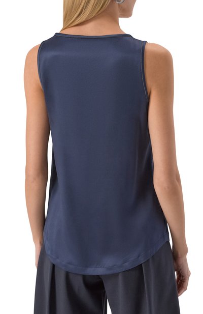 Атласный топ BRUNELLO CUCINELLI синего цвета по цене 128000 руб., арт. MPC59DE330, фото 4 Атласный топ BRUNELLO CUCINELLI, арт. MPC59DE330, фото 4