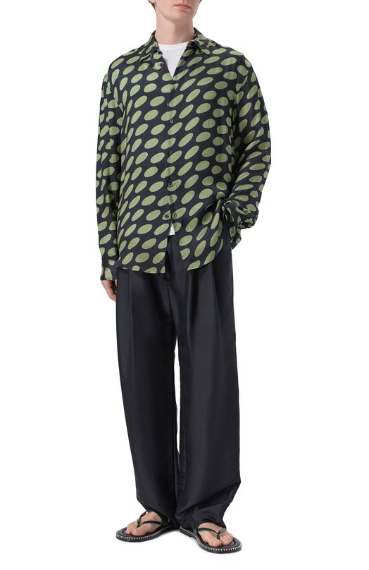 Кожаные шлепанцы Dries Van Noten 021738/0598 Зелёный  021738/0598 Фото 2