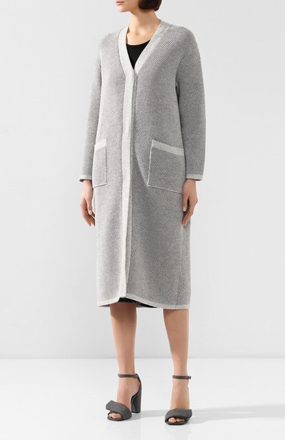 Кардиган SEVEN LAB серого цвета по цене 31080 руб., арт. KNL19-B1C white/grey, фото 3 Кардиган SEVEN LAB, арт. KNL19-B1C white/grey, фото 3