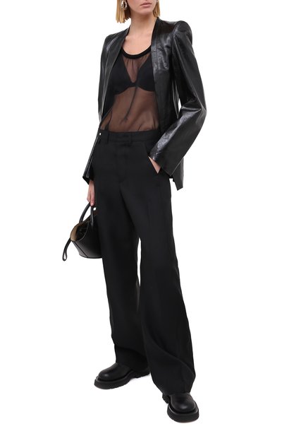 Кожаный жакет ANN DEMEULEMEESTER черного цвета по цене 199500 руб., арт. 2002-1009-P-272-099, фото 3 Кожаный жакет ANN DEMEULEMEESTER, арт. 2002-1009-P-272-099, фото 3