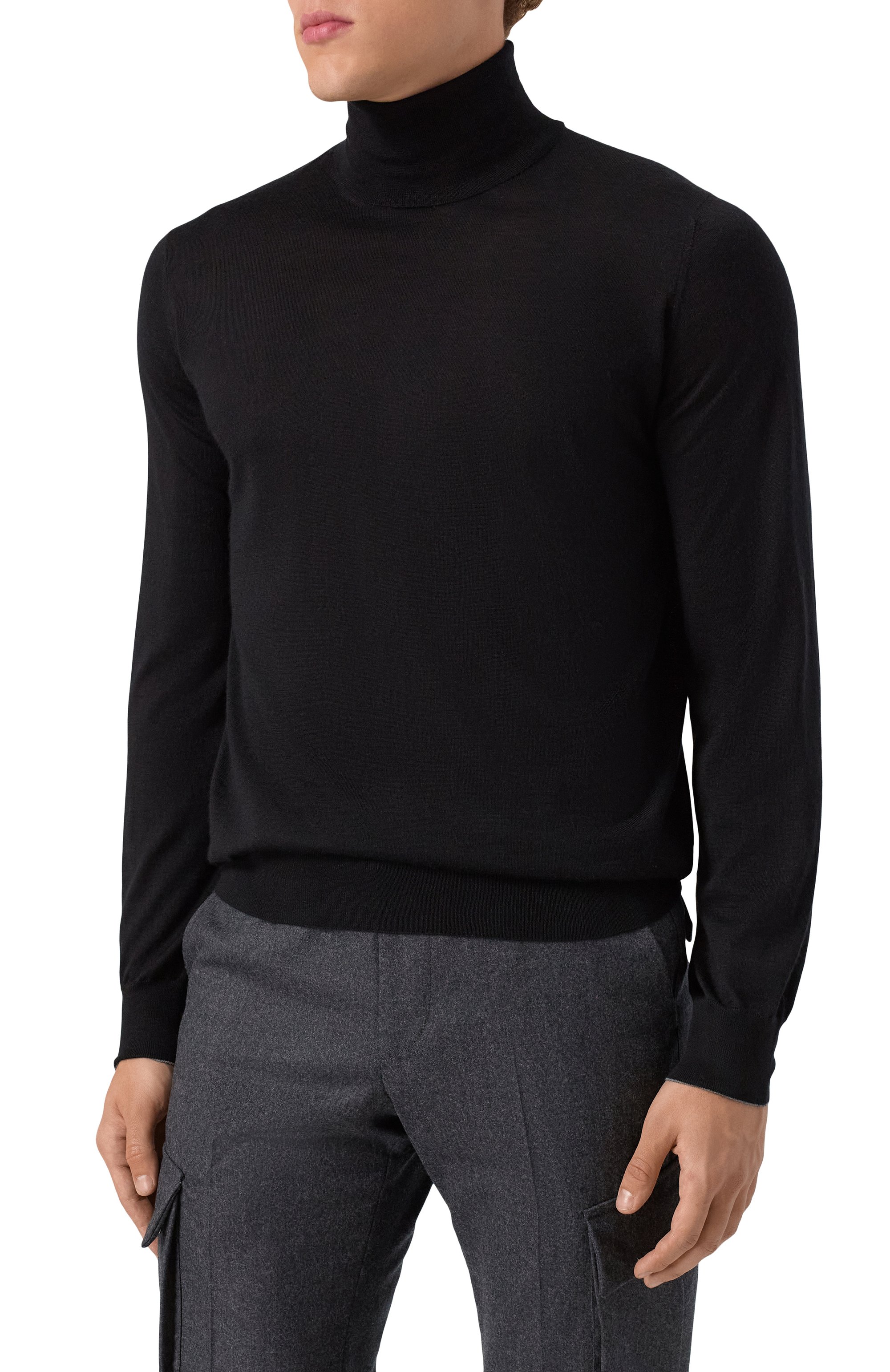 Водолазка из кашемира и шелка BRUNELLO CUCINELLI черного цвета по цене 191500 руб., арт. M2300103, фото 3 Водолазка из кашемира и шелка BRUNELLO CUCINELLI, арт. M2300103, фото 3