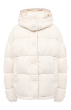 Женская пуховая куртка MONCLER белого цвета, арт. F2-093-1A571-00-53A0C | Фото 1 (Длина (верхняя одежда): Короткие; Материал утеплителя: Пух и перо; Рукава: Длинные; Материал подклада: Синтетический материал; Материал внешний: Синтетический материал; Женское Кросс-КТ: Пуховик-куртка; Стили: Кэжуэл, Минимализм; Кросс-КТ: Куртка, Утепленный; Материал сплава: Проставлено; Драгоценные камни: Проставлено)