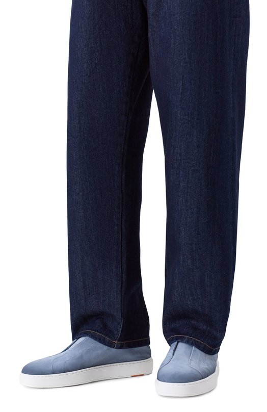 Замшевые кеды Cleanic Santoni MBCG21995BARTFEH Голубой  MBCG21995BARTFEH Фото 3