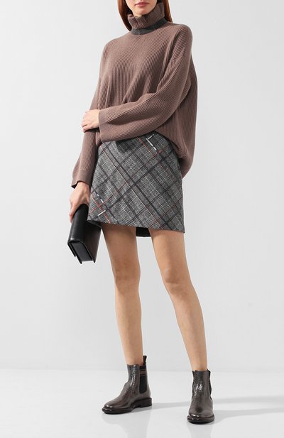 Шерстяная мини-юбка в клетку BRUNELLO CUCINELLI, арт. MA598G2745, фото 2