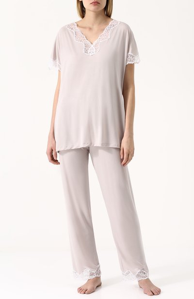 Женская пижама из смеси вискозы и шелка с кружевной отделкой ZIMMERLI, арт. 762-3998