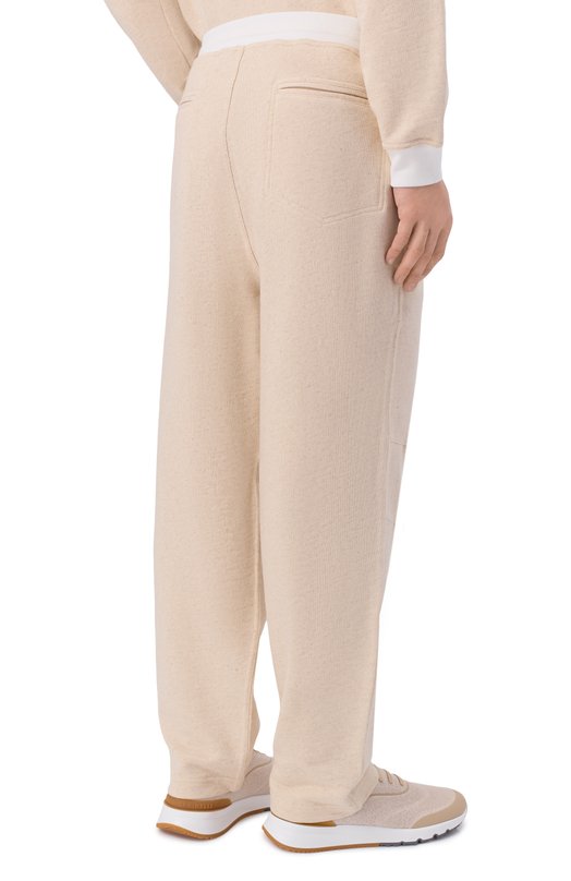 Брюки из хлопка и льна Brunello Cucinelli MR8313381G Бежевый  MR8313381G Фото 4