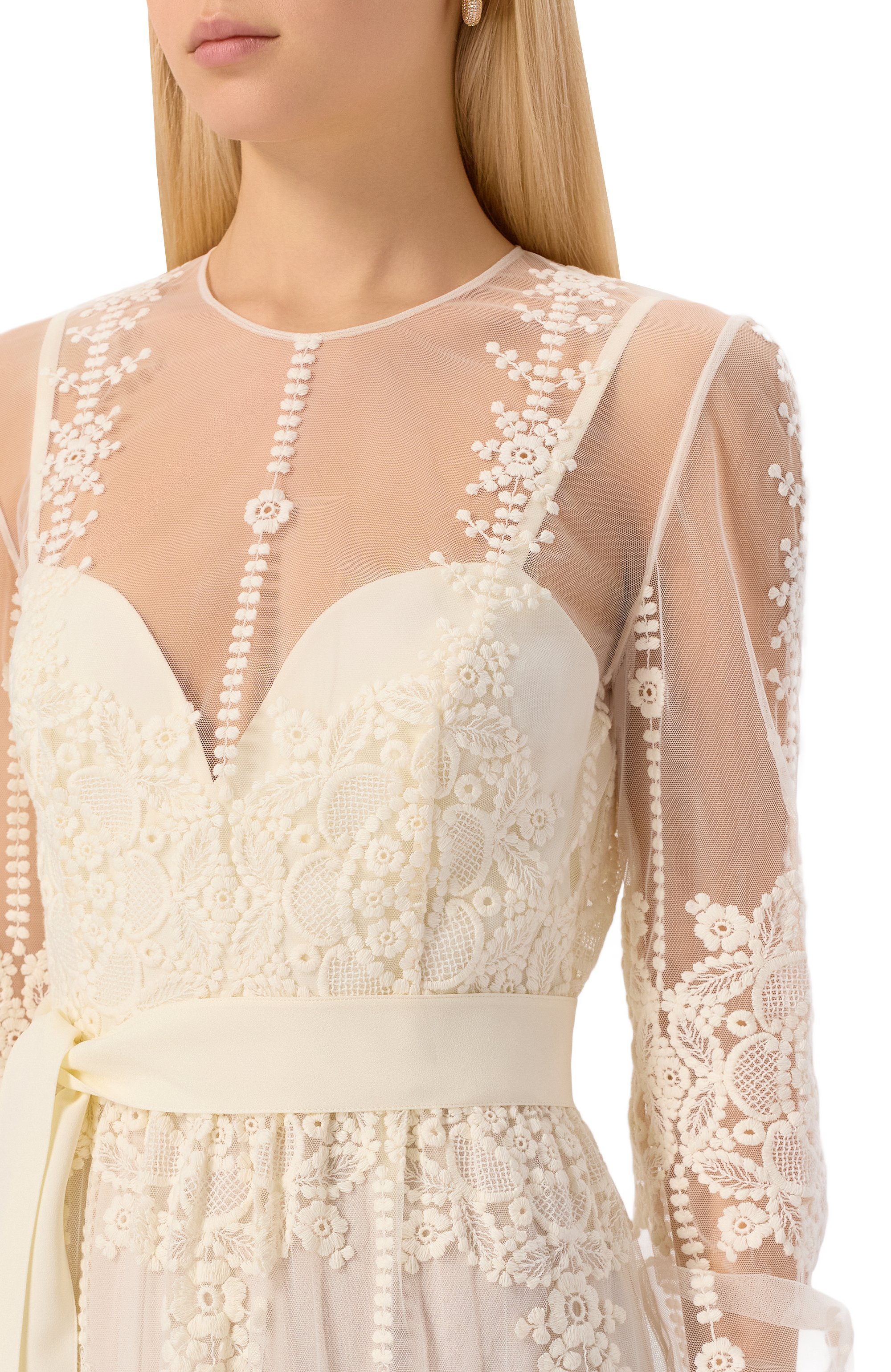 Платье ELIE SAAB кремового цвета по цене 536500 руб., арт. D0860NF25/TU017, фото 4 Платье ELIE SAAB, арт. D0860NF25/TU017, фото 4