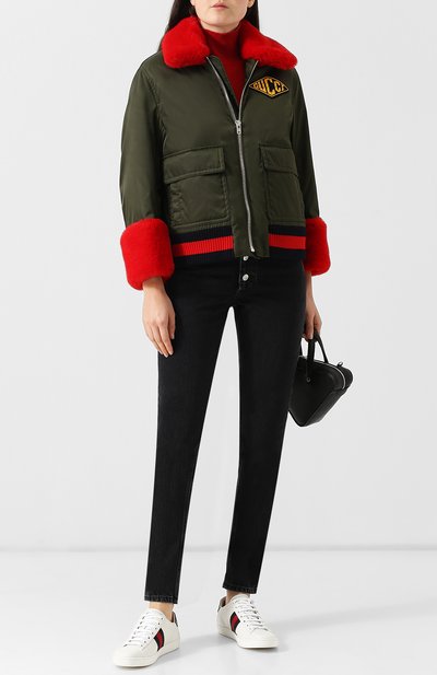 Бомбер на молнии с контрастной отделкой и накладными карманами GUCCI, арт. 517556/ZLK90, фото 2