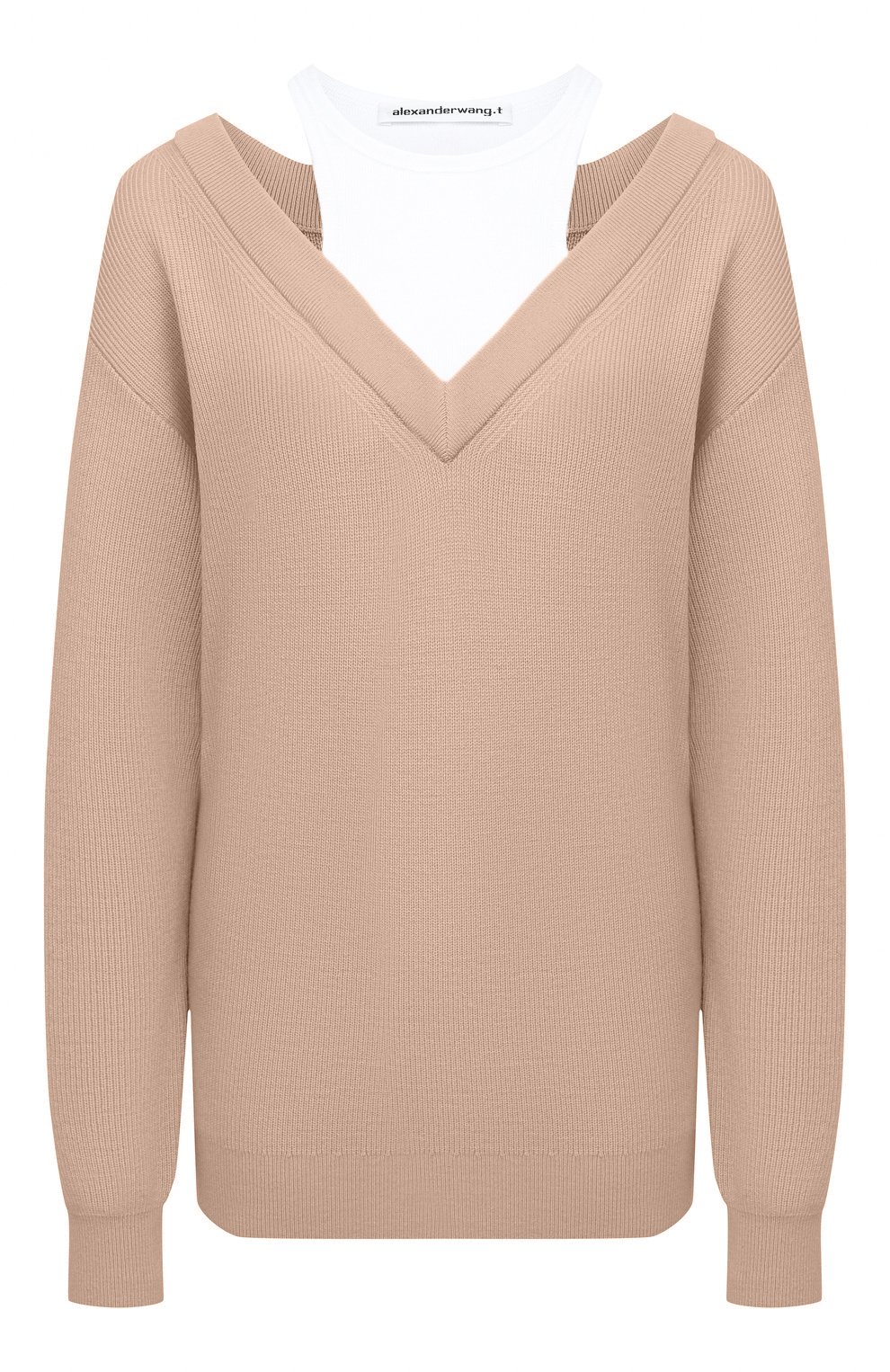 Шерстяной пуловер ALEXANDERWANG.T бежевого цвета по цене 49600 руб., арт. 4KC1201038, фото 1 Шерстяной пуловер ALEXANDERWANG.T, арт. 4KC1201038, фото 1