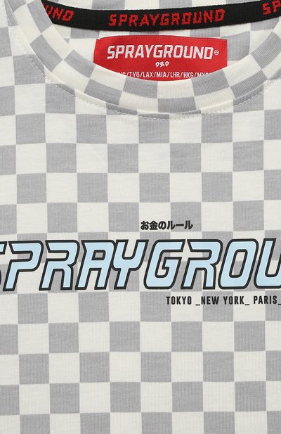 Хлопковая футболка SPRAYGROUND серого цвета по цене 12650 руб., арт. SPY671WHT, фото 3 Хлопковая футболка SPRAYGROUND, арт. SPY671WHT, фото 3