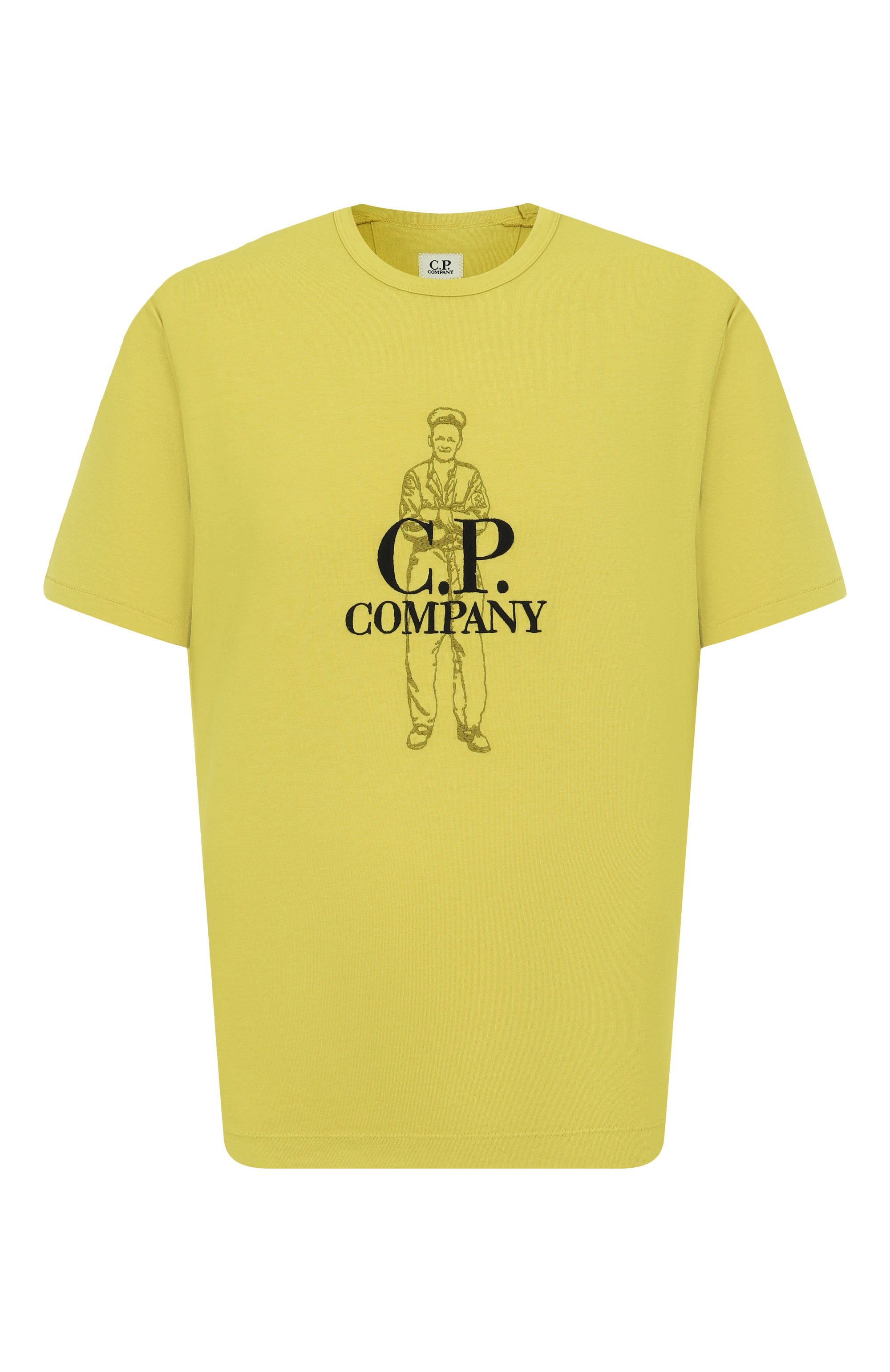 Хлопковая футболка C.P. COMPANY салатового цвета по цене 16300 руб., арт. 18CMTS288A0060570, фото 1 Хлопковая футболка C.P. COMPANY, арт. 18CMTS288A0060570, фото 1