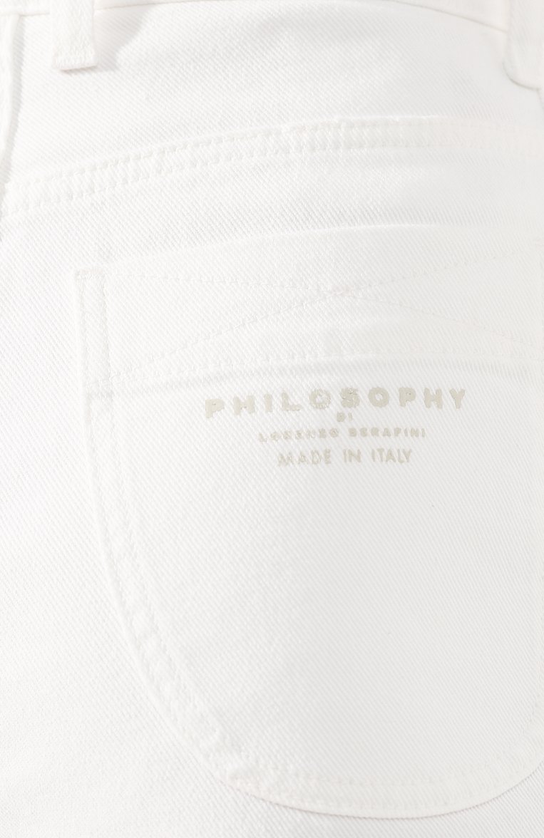 Женские джинсы PHILOSOPHY DI LORENZO SERAFINI белого цвета, арт. A0306/731 | Фото 5 (Материал внешний: Хлопок, Деним; Длина (брюки, джинсы): Стандартные; Силуэт Ж (брюки и джинсы): Прямые; Статус проверки: Проверена категория; Кросс-КТ: Деним)