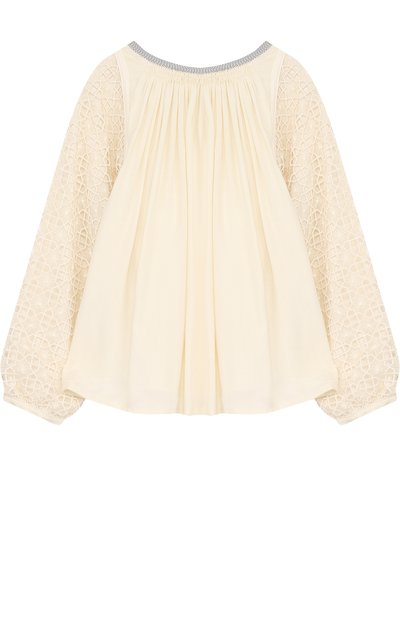 Блуза свободного кроя с кружевной отделкой на рукавах CHLOÉ, арт. C15567/2A-5A, фото 1