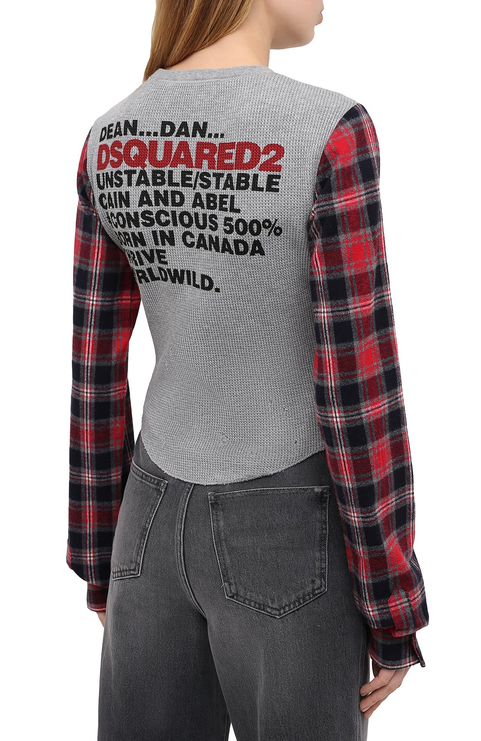 Хлопковый пуловер DSQUARED2 серого цвета по цене 36100 руб., арт. S72GD0261/STJ302, фото 4 Хлопковый пуловер DSQUARED2, арт. S72GD0261/STJ302, фото 4