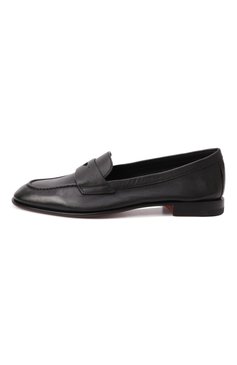 Женские кожаные пенни-лоферы SANTONI черного цвета, арт. WUSG59962HAFSLGA | Фото 4 (Каблук высота: Низкий; Подошва: Плоская; Драгоценные камни: Проставлено; Материал внутренний: Натуральная кожа; Материал внешний: Натуральная кожа; Материал сплава: Проставлено)